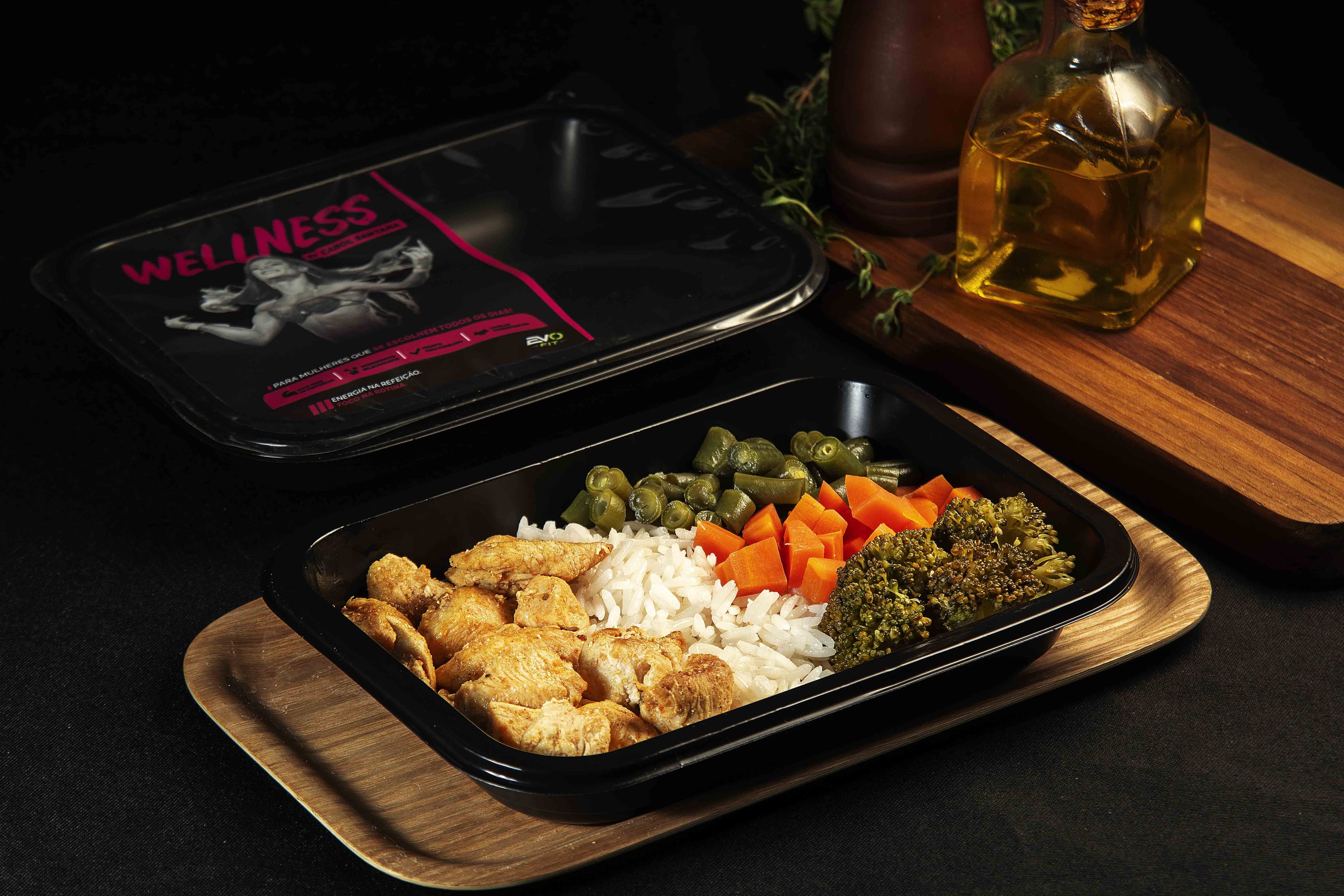 Wellness! Frango em Cubos Grelhado com Arroz Branco e Mix de Legumes - 300g